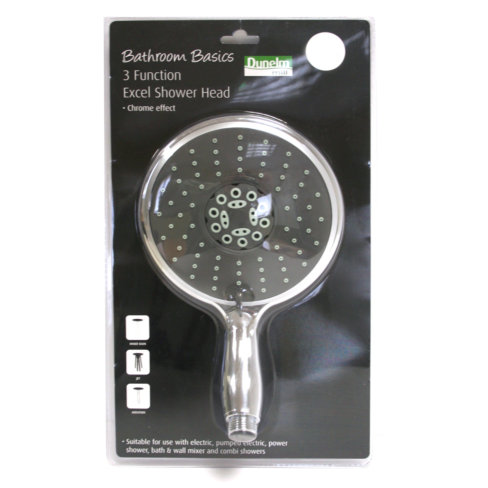 Bathroom Basics 3 Function Excel Shower Head Silver Price Comparisons | Compare The Build