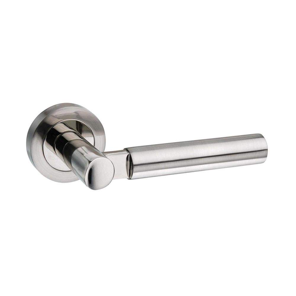 Atlantic Mediterranean Palermo Lever on Round Rose - Satin Nickel &amp; Polished Nickel Atlantic UK M63SNNP | Compare The Build