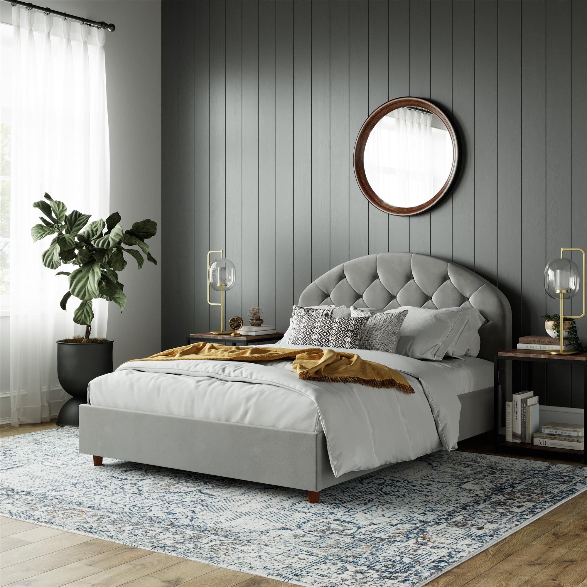 Aspen Velvet Upholstered Bed Frame Grey Price Comparisons | Compare The Build