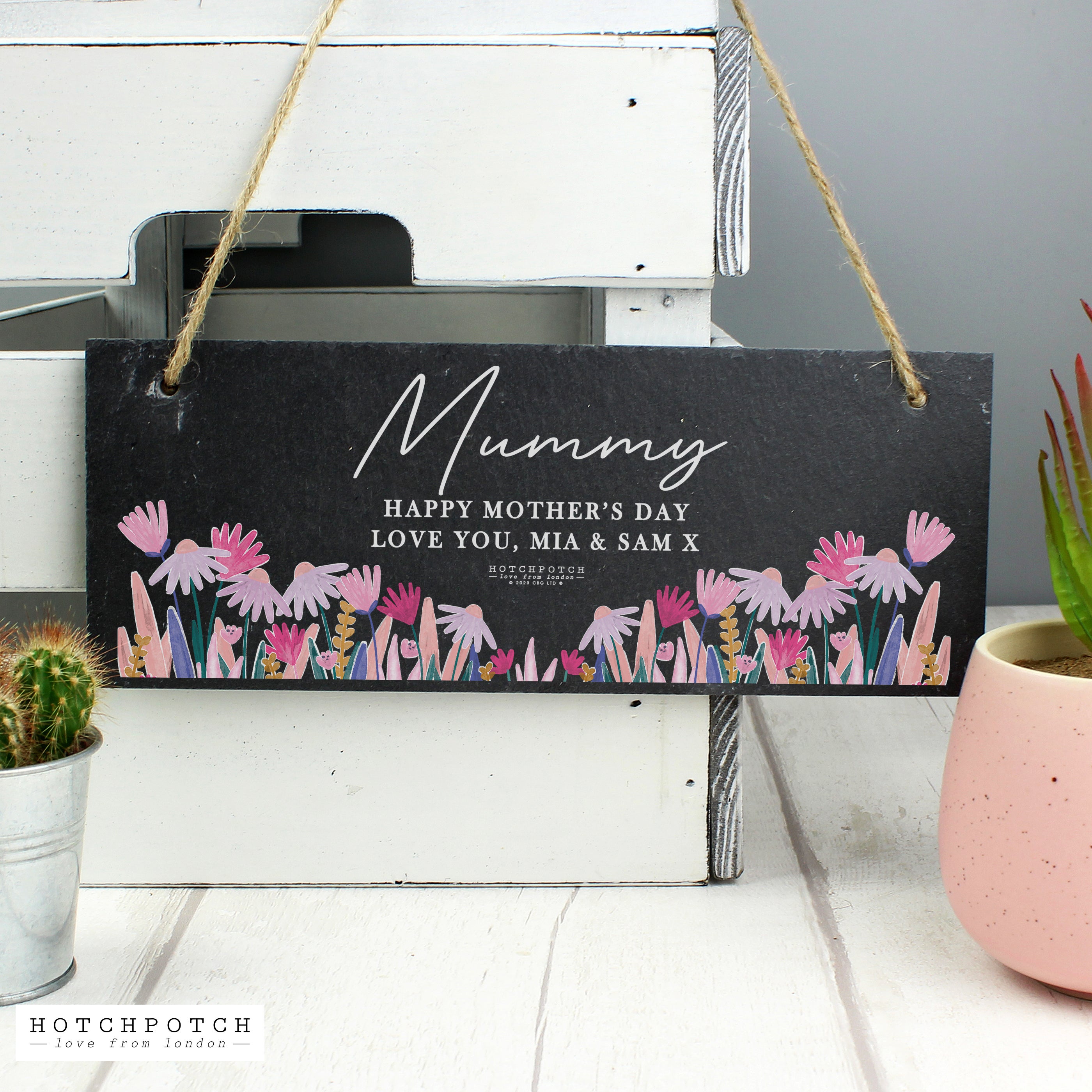 Personalised Wild Flowers Hanging Slate Sign Grey Price Comparisons | Compare The Build