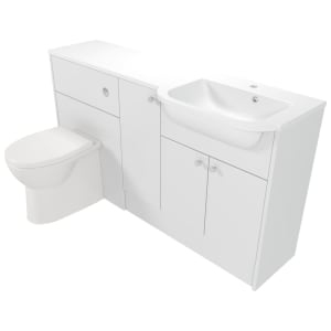 Deccado Benham Bright White Right Hand 1500mm Fitted Vanity & Toilet Pan Unit Combination with Right Hand Basin Price Comparisons | Compare The Build