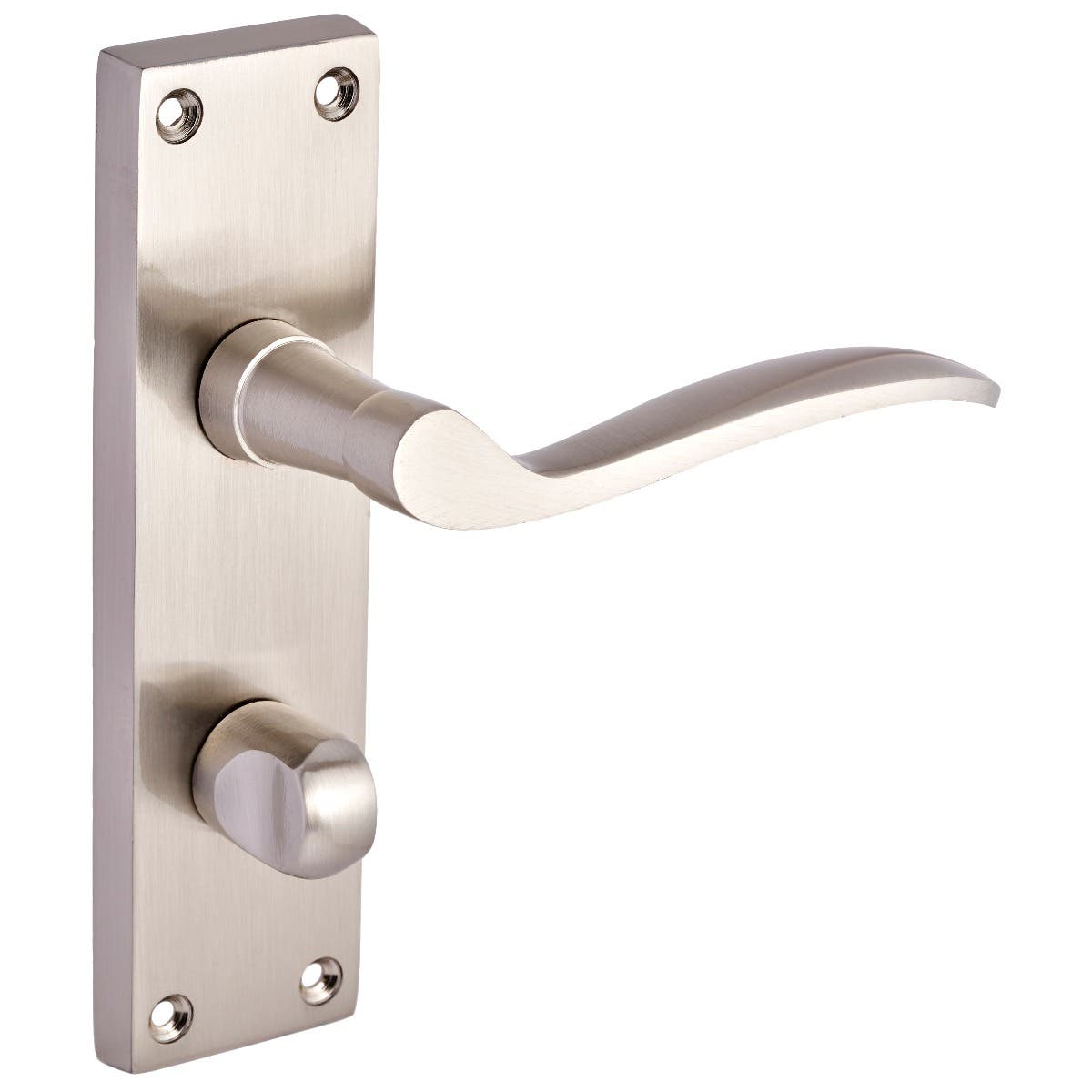 Wave Lever Long Bathrooom WC Door Handles Brushed Satin Nickel | Compare The Build