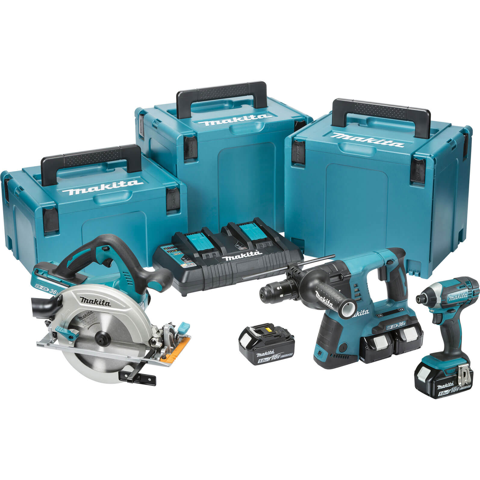 Makita DLX3049PTJ 18v Cordless LXT 3 Piece Power Tool Kit 4 x 5ah Li-ion Twin Battery Charger Case Price Comparisons | Compare The Build