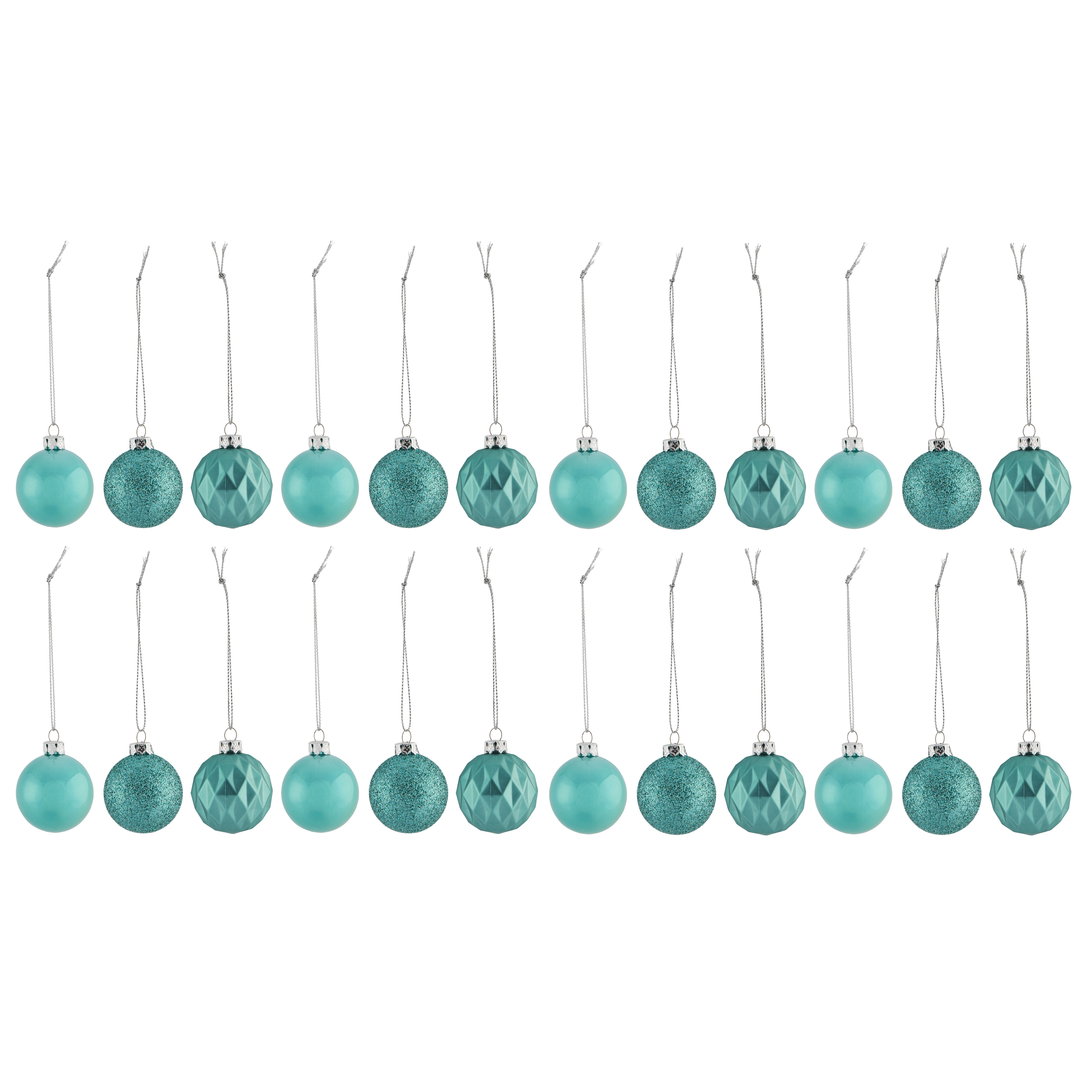 Assorted Turquoise Bauble, Pack Of 24 Price Comparisons | Compare The Build