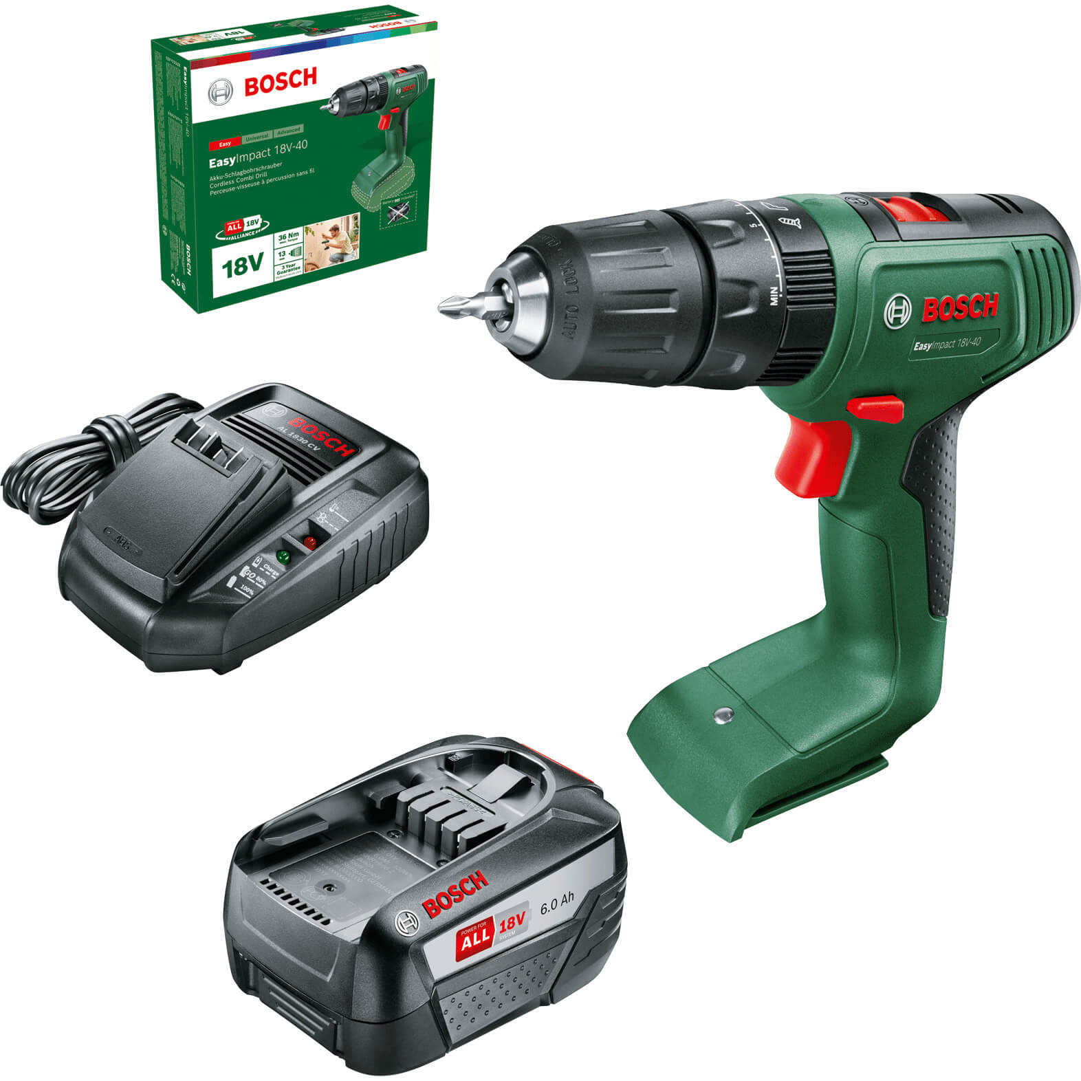 Bosch EASYIMPACT 18V-40 18v Cordless Combi Drill 1 x 6ah Li-ion Charger No Case | Compare The Build