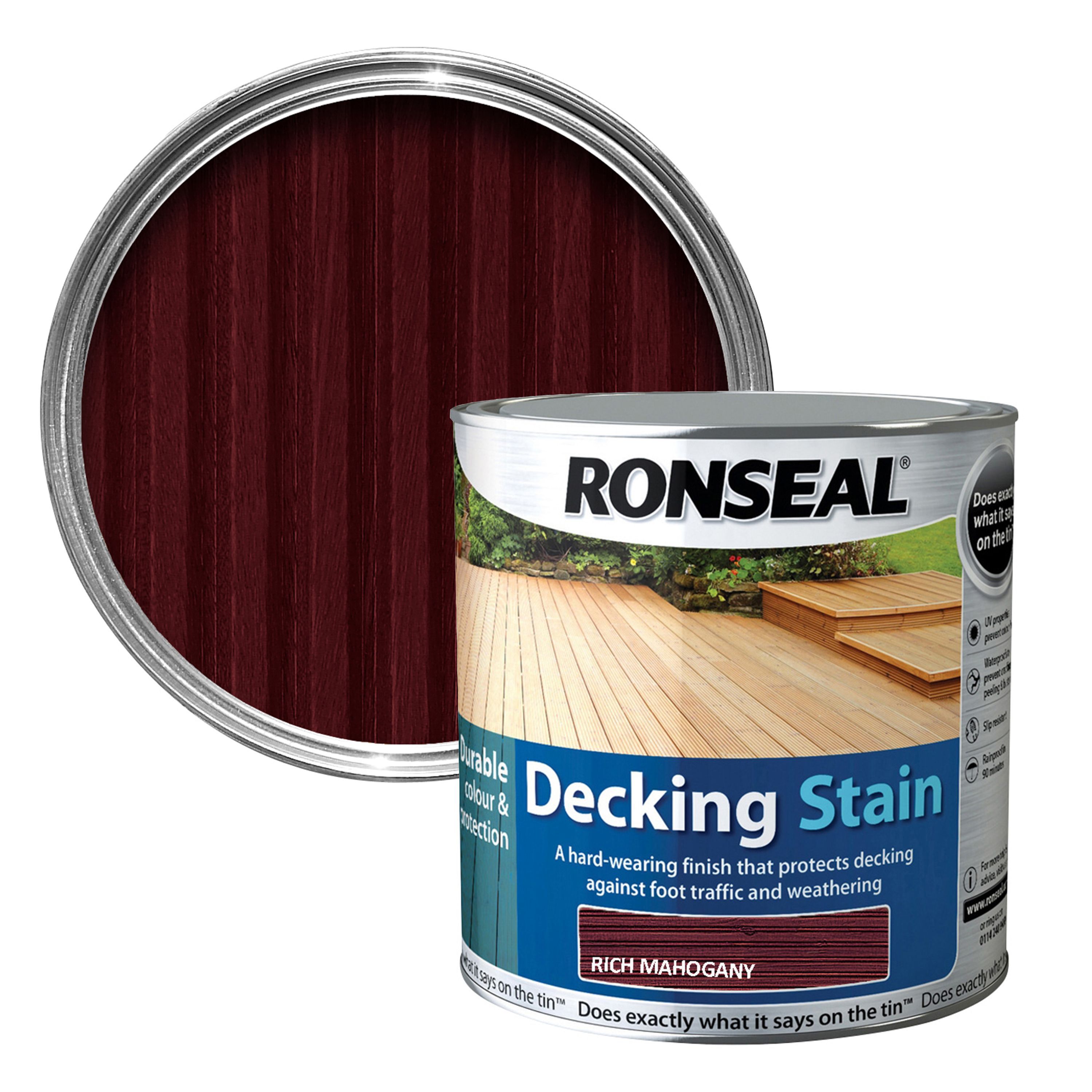 Ronseal Rich Mahogany Matt Decking Wood Stain, 5L | Compare The Build