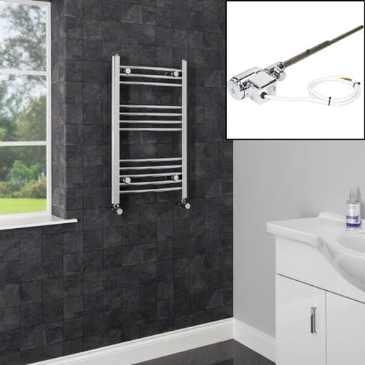 DuraTherm Dual Fuel Heated Towel Rail 750 x 450mm Curved Thermostatic Price Comparisons | Compare The Build