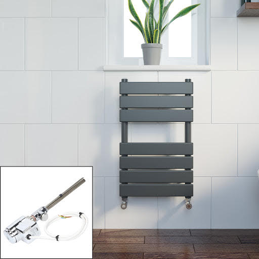 DuraTherm Dual Fuel Flat Panel Heated Towel Rail - 650 x 400mm - Thermostatic Anthracite Price Comparisons | Compare The Build