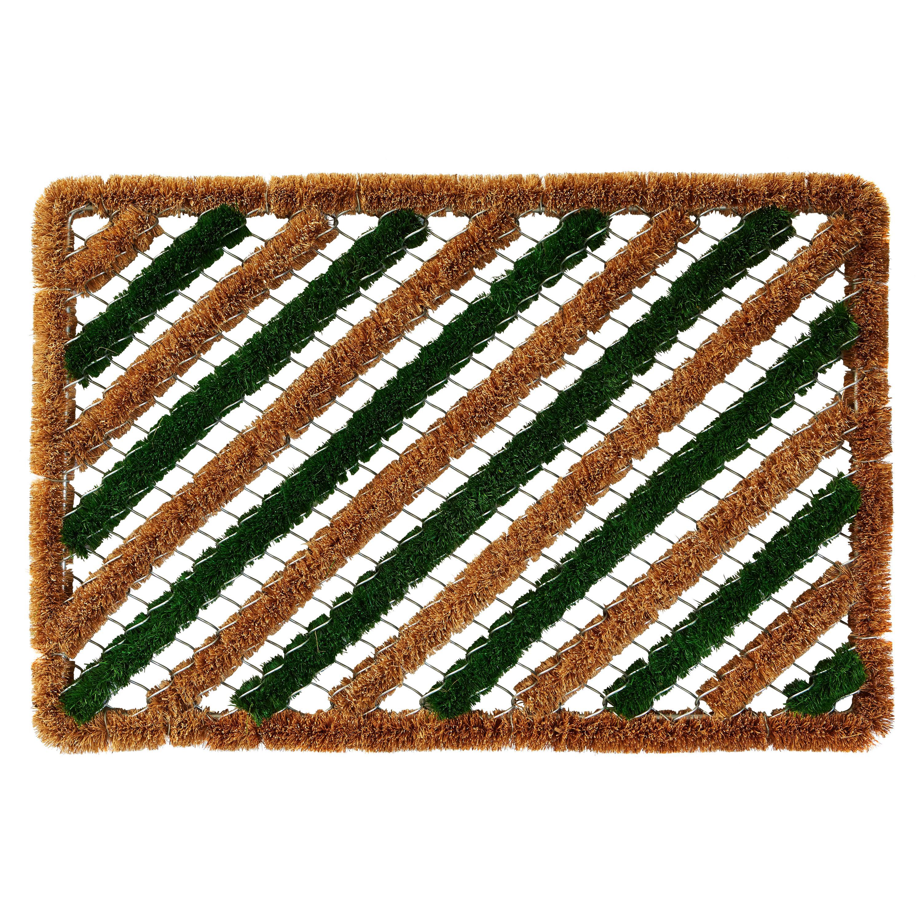 Colours Green & Natural Rectangular Door Mat, 60Cm X 40Cm | Compare The Build