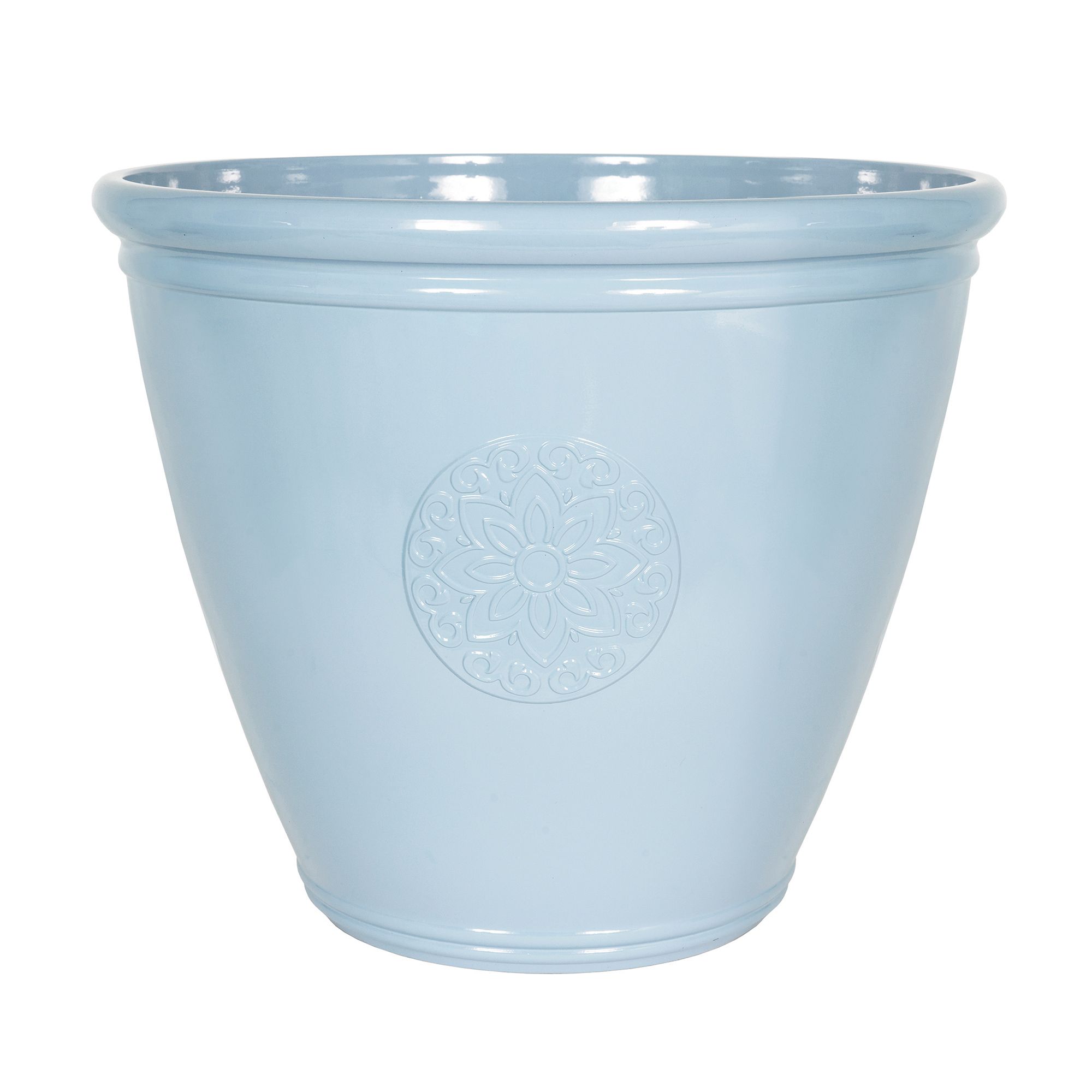 Southern Patio Sullivan Blue Polypropylene (Pp) & Polystyrene (Ps) Motif Emblem Round Plant Pot (Dia)40.2Cm Price Comparisons | Compare The Build