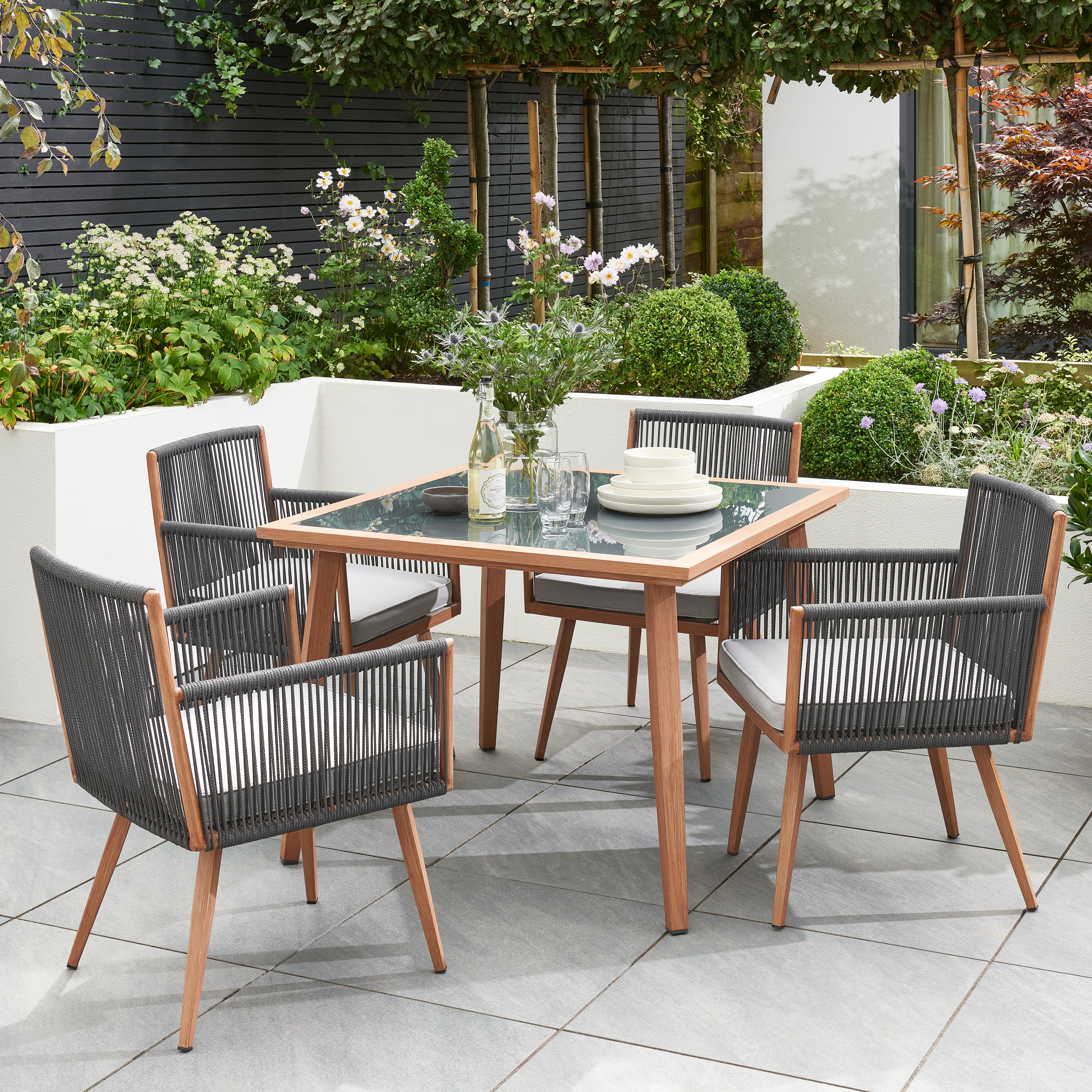 Elements Rope 4 Seater Dining Set Grey Price Comparisons | Compare The Build