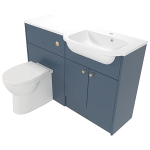 Deccado Benham Juniper Blue Right Hand 1200mm Fitted Vanity & Toilet Pan Unit Combination with Right Hand Basin Price Comparisons | Compare The Build