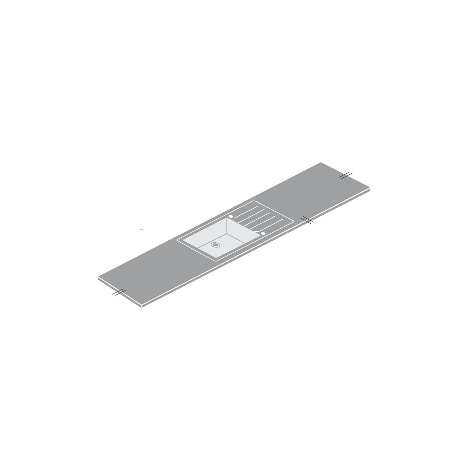 Minerva Nimbus Grey Kitchen Sink Worktop - Acrylic Super Large Left Hand Bowl - 305 x 65 x 2.5cm Price Comparisons | Compare The Build