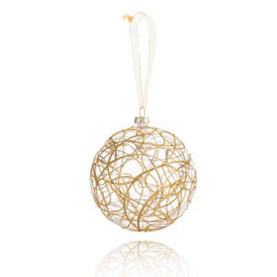 Nordic Tradition Gold Glitter Effect Swirl Detail Bauble Price Comparisons | Compare The Build