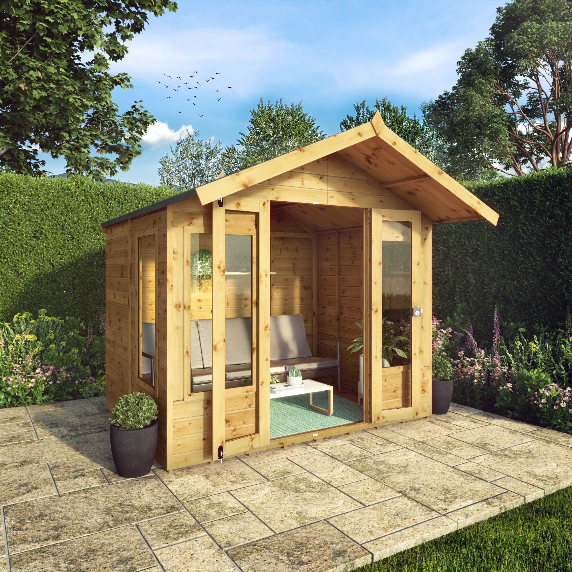 Mercia Sussex 8X6 Ft Apex Shiplap Wooden Summer House With Double Door | Compare The Build