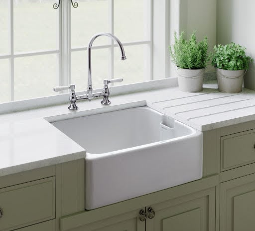 Rangemaster Farmhouse Ceramic Belfast Kitchen Sink  with Basket Strainer Waste | Compare The Build