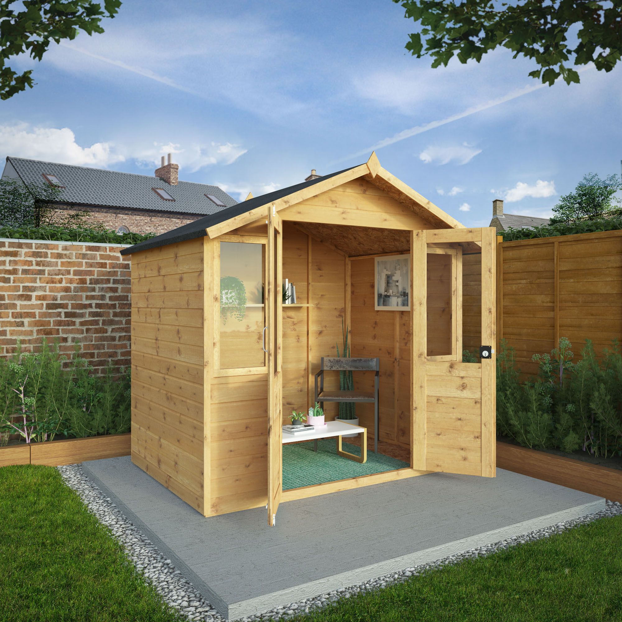 Mercia 7X5 Apex Tongue & Groove Summer House With Double Door Price Comparisons | Compare The Build