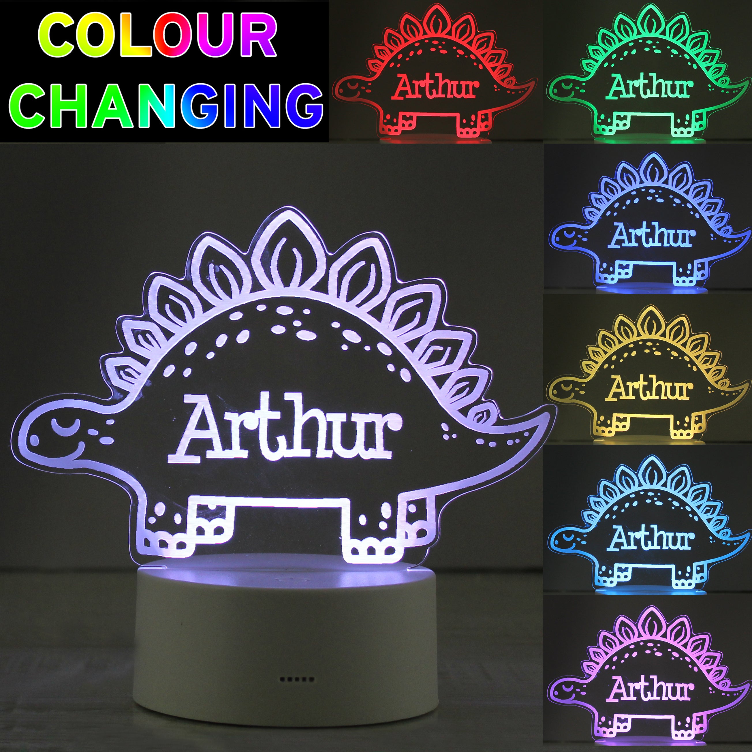 Personalised Dinosaur Colour Changing Night LED Light White Price Comparisons | Compare The Build