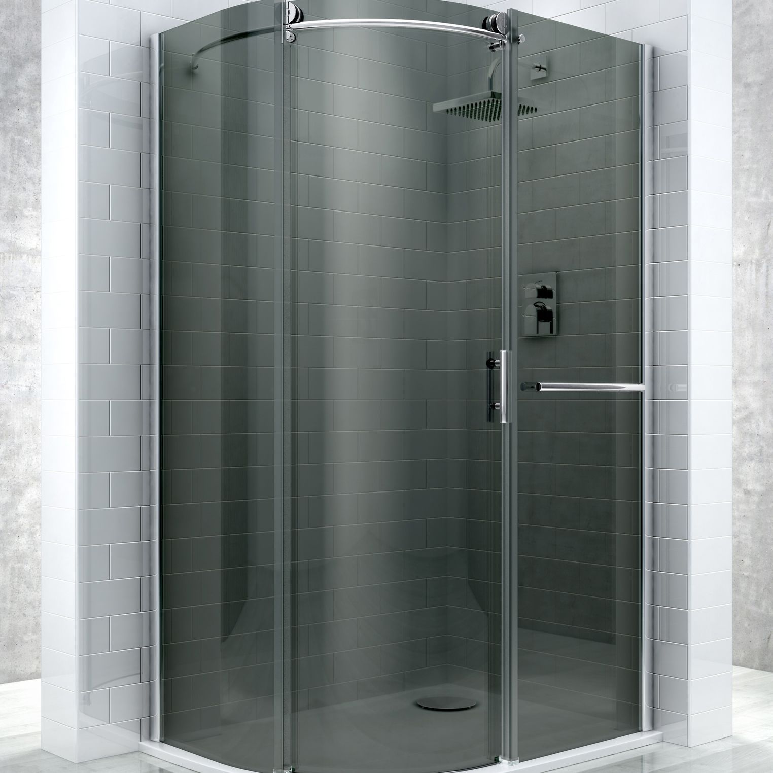 Cooke & Lewis Eclipse Offset Quadrant Shower Enclosure, Tray & Waste Pack With Single Sliding Door & Smoked Glass (W)1200mm (D)900mm Price Comparisons | Compare The Build