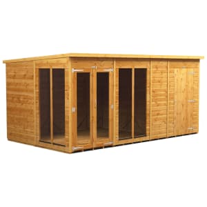 Power Sheds 14 x 8ft Pent Shiplap Dip Treated Summerhouse - Including 4ft Side Store Price Comparisons | Compare The Build