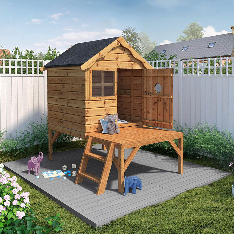 4x4 Mercia Snug Tower Kids Wooden Playhouse Price Comparisons | Compare The Build