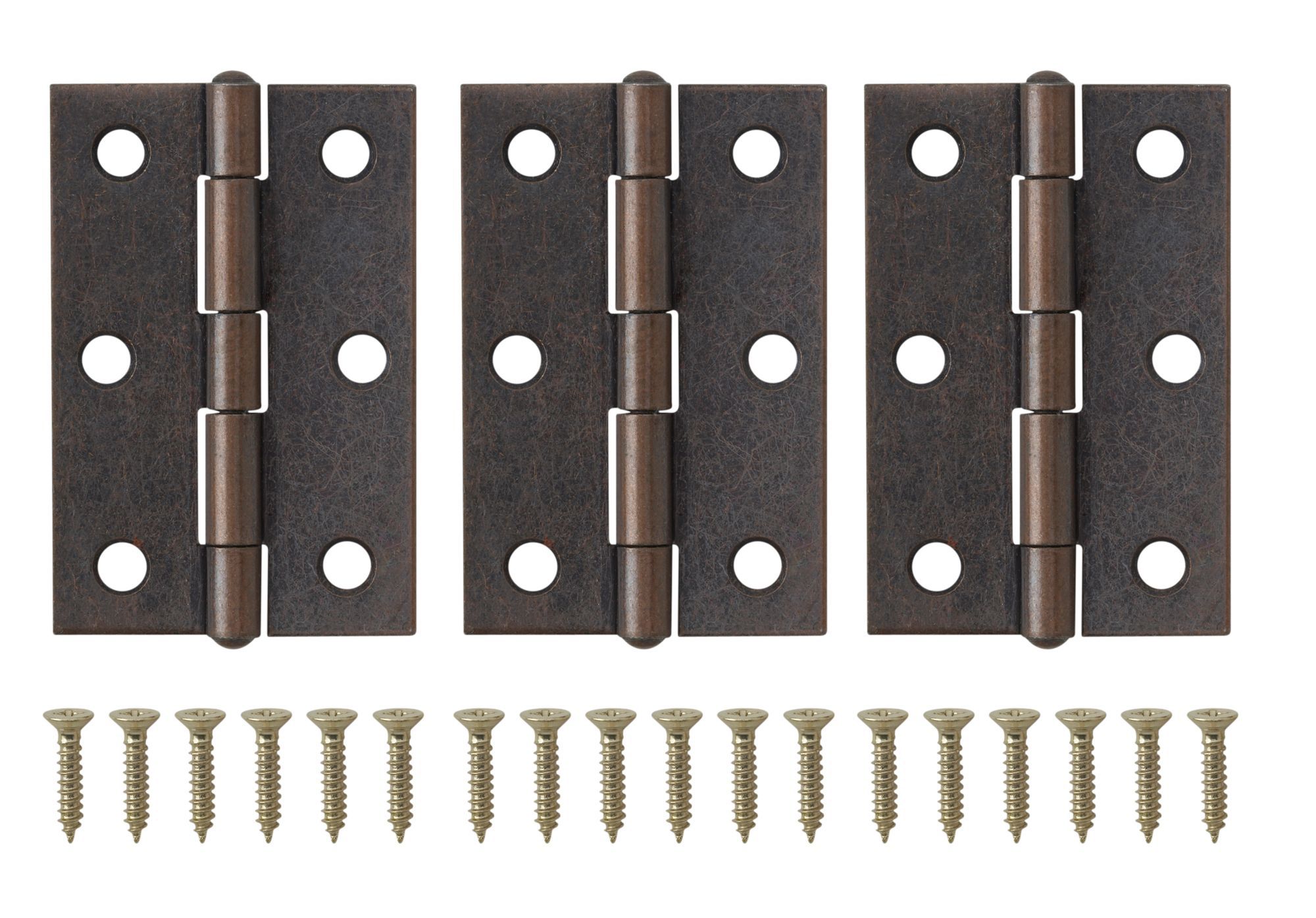 Brass-Plated Antique Effect Metal Butt Door Hinge N171 (L)75mm, Pack Of 3 | Compare The Build