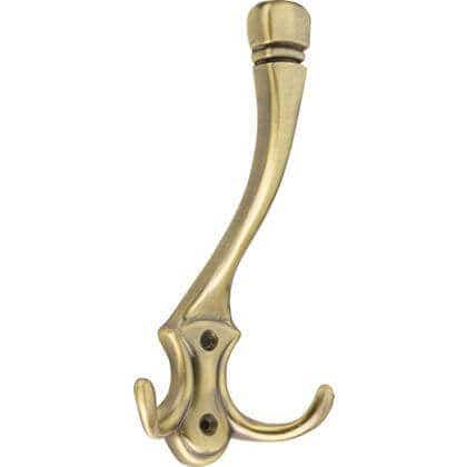 Art Deco Style Hat &amp; Double Coat Hook - Antique Brass - Wall/Door Mountable - Decohooks Price Comparisons | Compare The Build