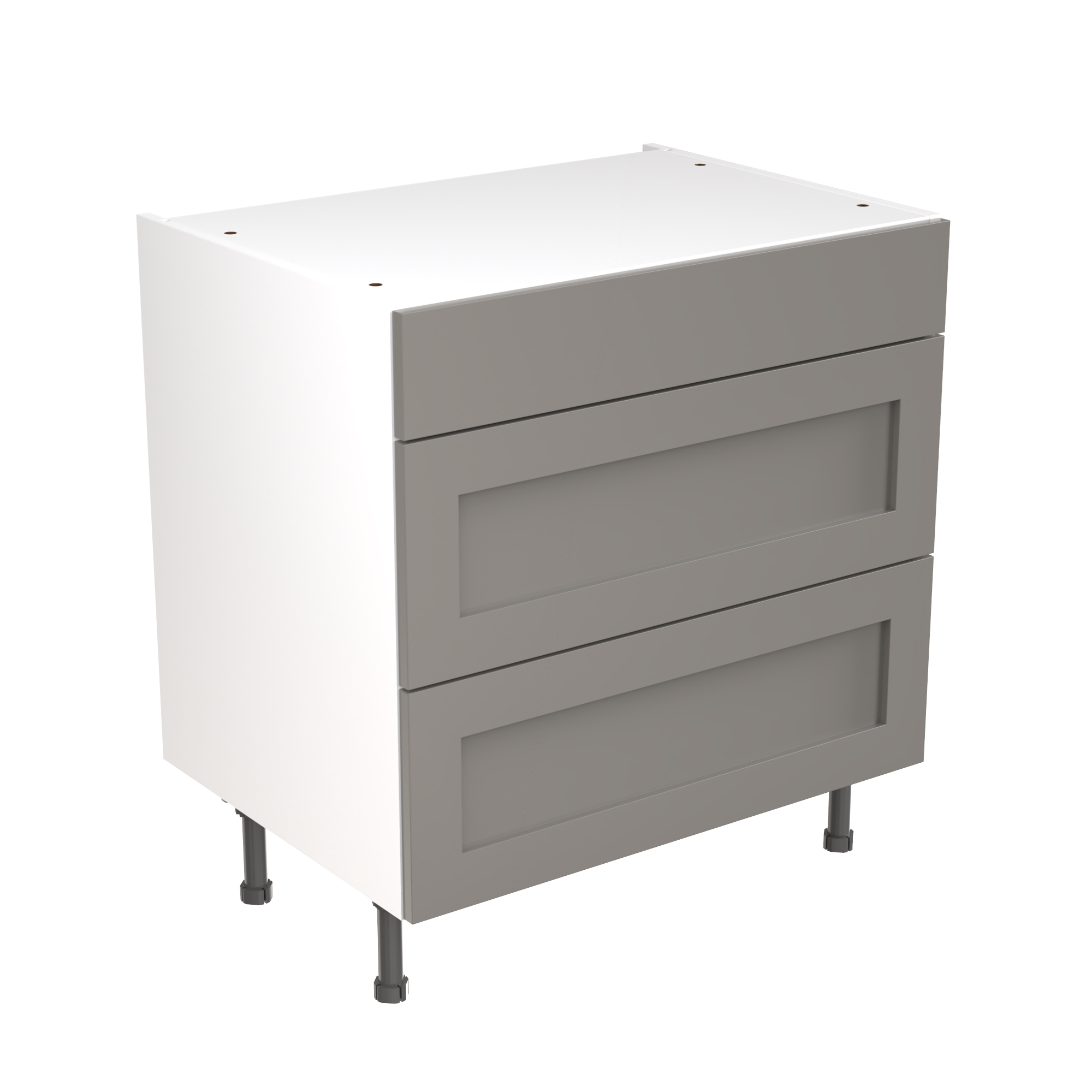 Flatpack Three Drawer Base Unit Shaker Ultra Matt Dust Grey 800mm - FKKH0807 | Compare The Build