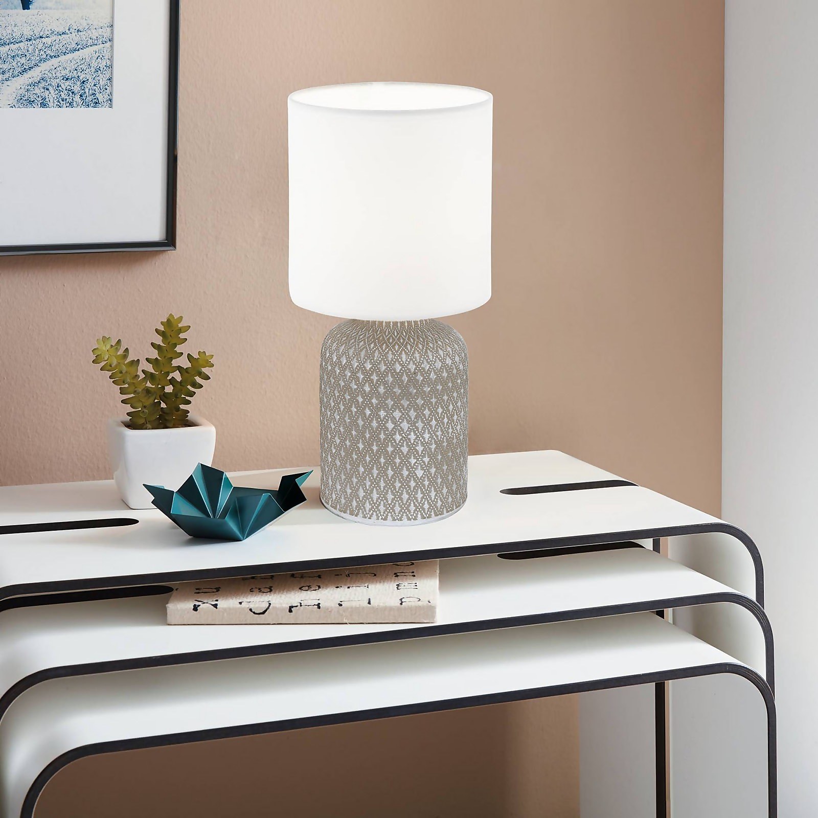 Eglo Bellariva Table Lamp - Grey & White | Compare The Build