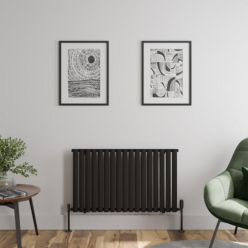 DuraTherm Horizontal Oval Tube Single Panel Designer Radiator - 600 x 1020mm Black Price Comparisons | Compare The Build