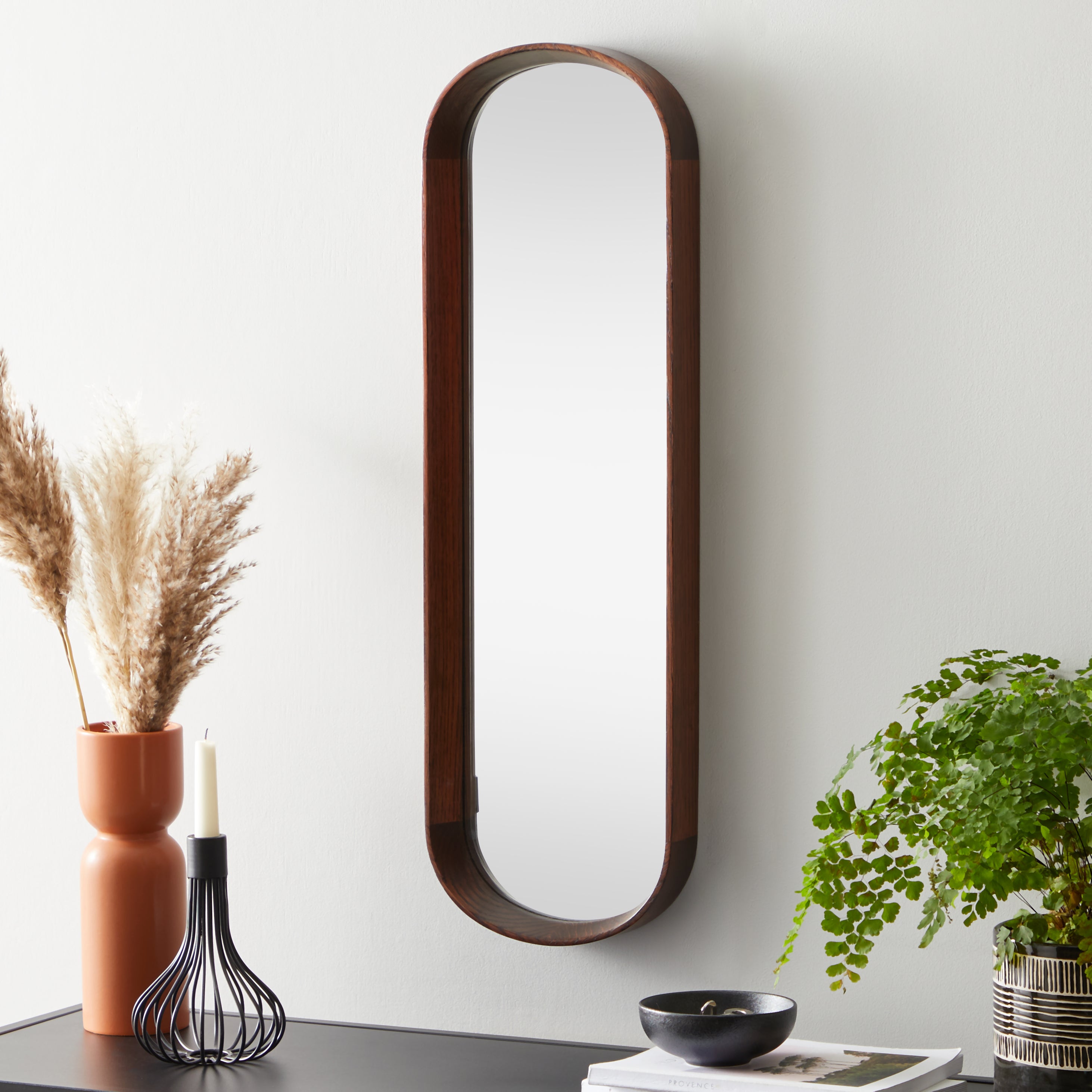 Elements Lozenge Mirror, Solid Oak 71x25cm Brown Price Comparisons | Compare The Build