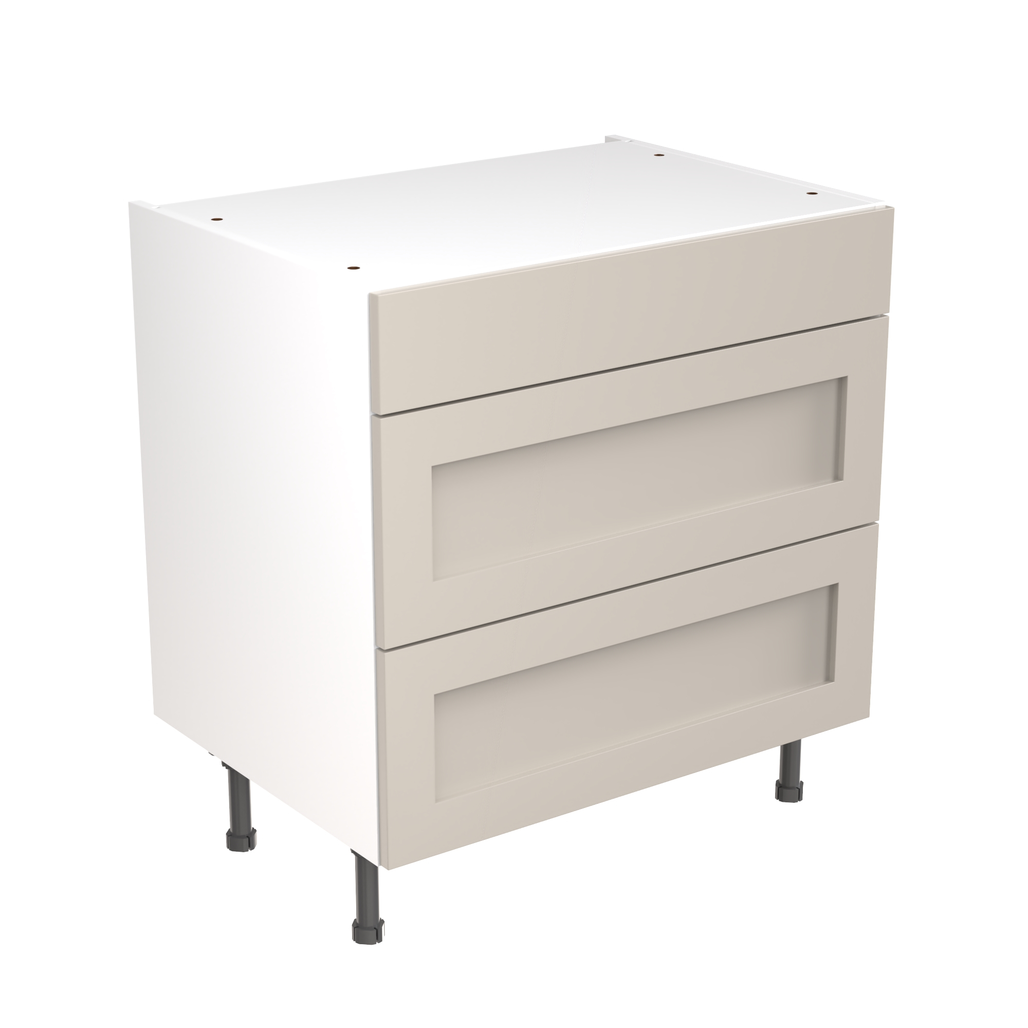 Flatpack Three Drawer Base Unit Shaker Ultra Matt Light Grey 800mm - FKKH0707 Price Comparisons | Compare The Build