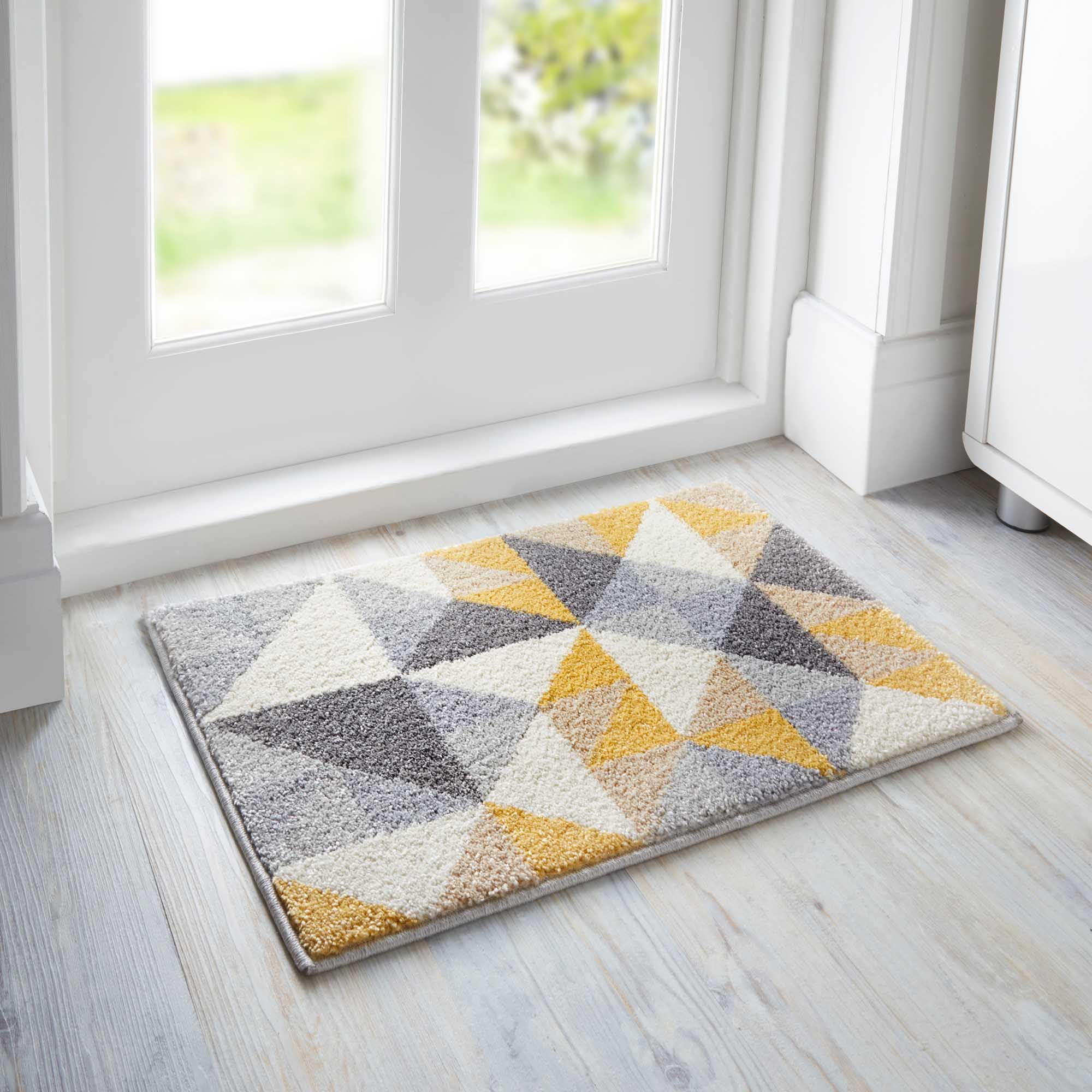 Geo Squares Doormat Yellow, Grey and White Price Comparisons | Compare The Build