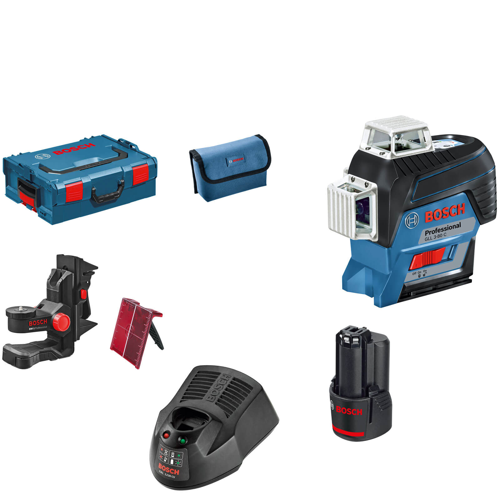 Bosch GLL 3-80 C 12v Cordless Connected Line Laser Level 1 x 2ah Li-ion Charger Case Price Comparisons | Compare The Build