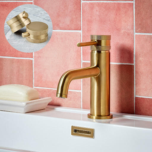 Merano Textured Mono Basin Mixer Tap - Brushed Brass | Compare The Build