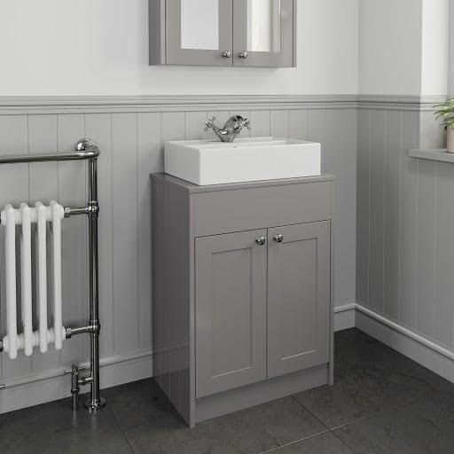 Park Lane Grey Free Standing Door Vanity Unit & Affine Vannes Countertop Basin - 600mm Width | Compare The Build