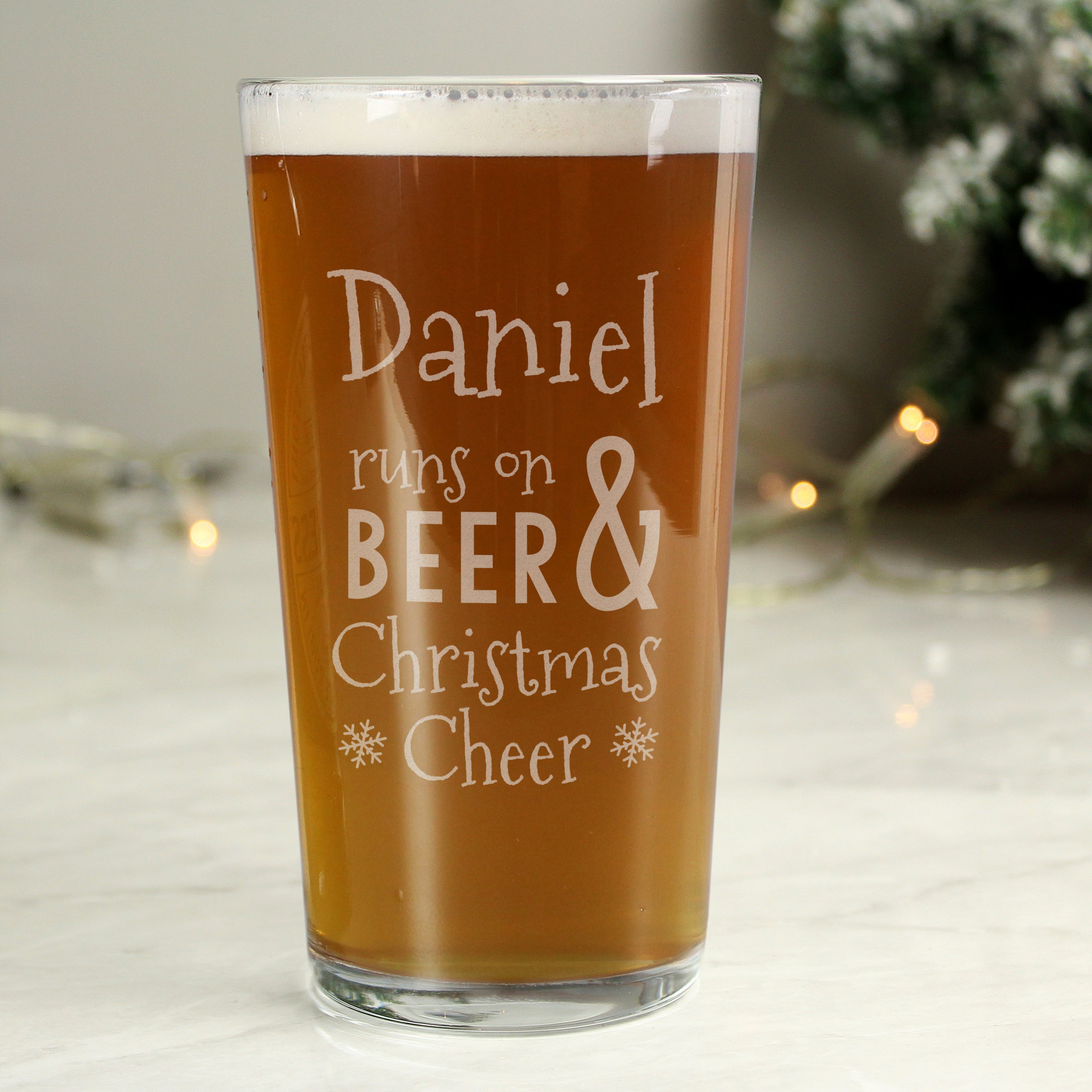 Personalised Runs On Beer & Christmas Cheer Pint Glass Clear Price Comparisons | Compare The Build