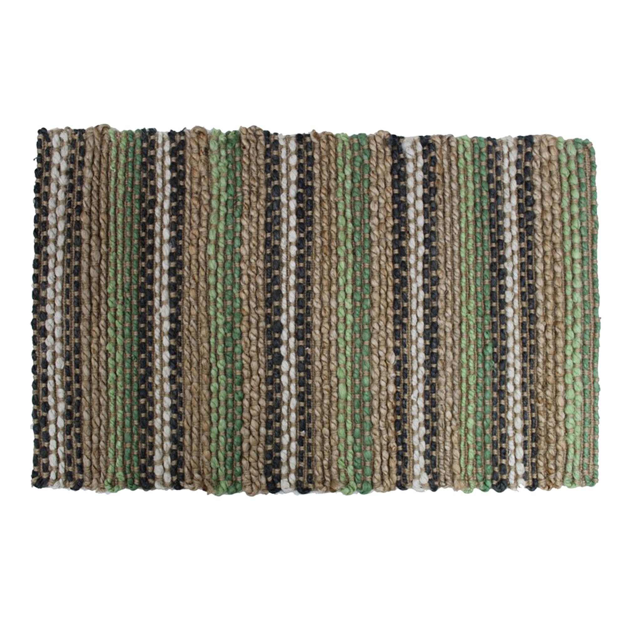 Colours Striped Green Door Mat (L)0.75M (W)0.45M Price Comparisons | Compare The Build