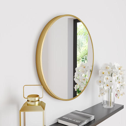 Vasari Round Brushed Brass Framed Mirror 600 x 600mm | Compare The Build