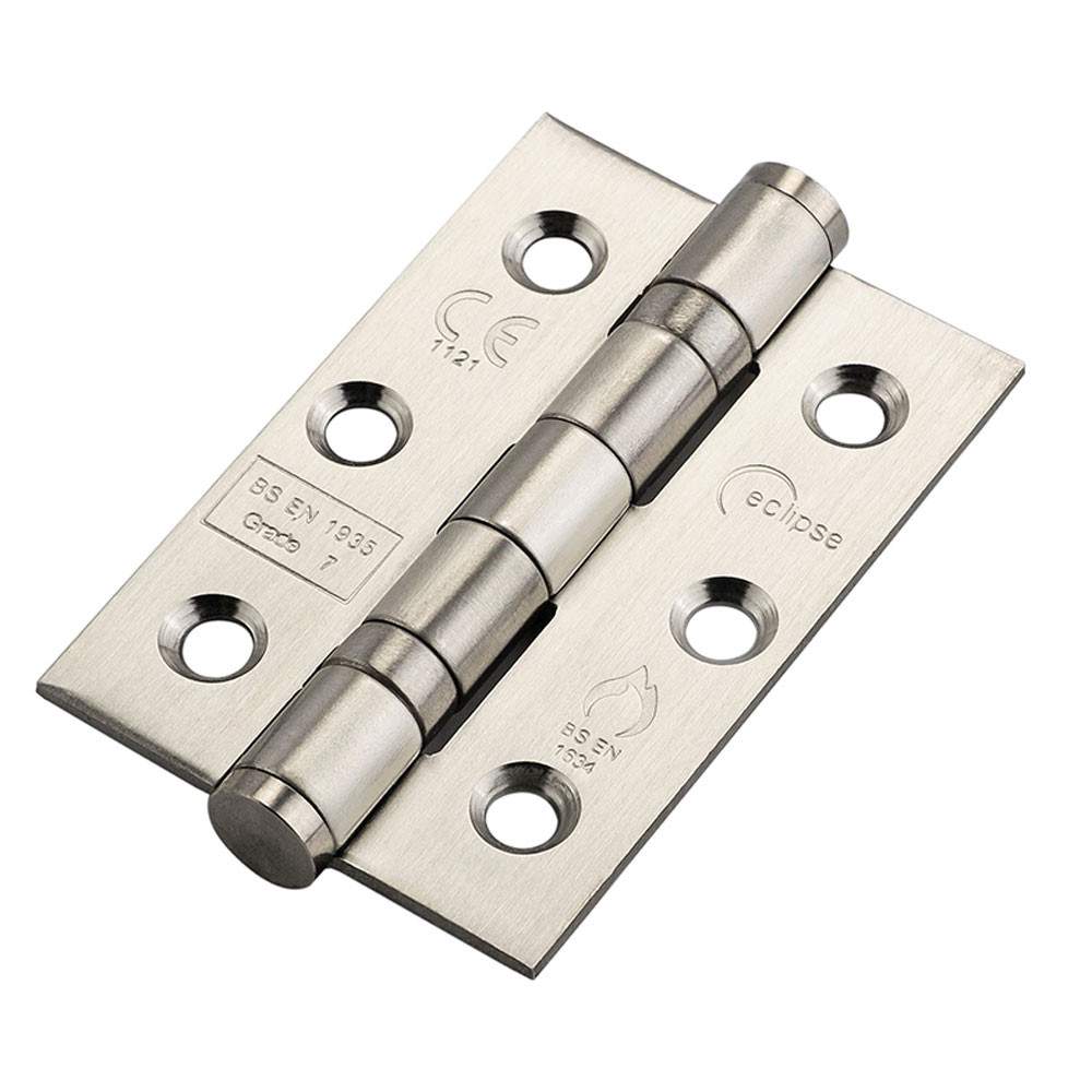 Eclipse Ball Bearing Hinge Grade 7 FD30 Fire Rated (76mm x 51mm) Pack of 2 - Satin Stainless Steel 14852 | Compare The Build