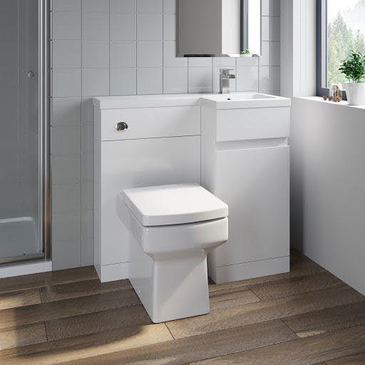 Artis Flat Pack Basin Vanity Unit & Royan Toilet Combination - 900mm Gloss White Right Hand Price Comparisons | Compare The Build