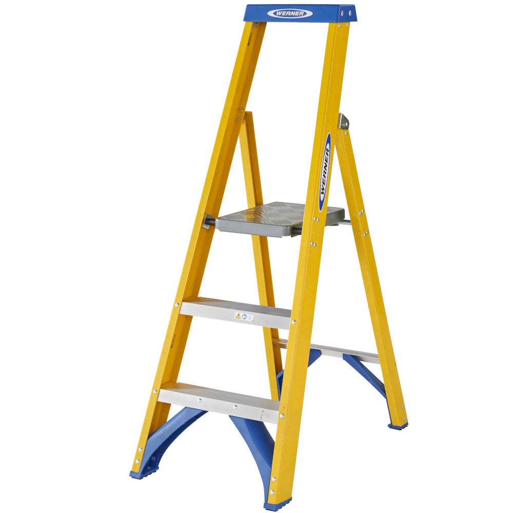 Werner 3 Tread Trade Fibreglass Platform Step Ladder - BS 2037 EN131 Professional 7170318 | Compare The Build