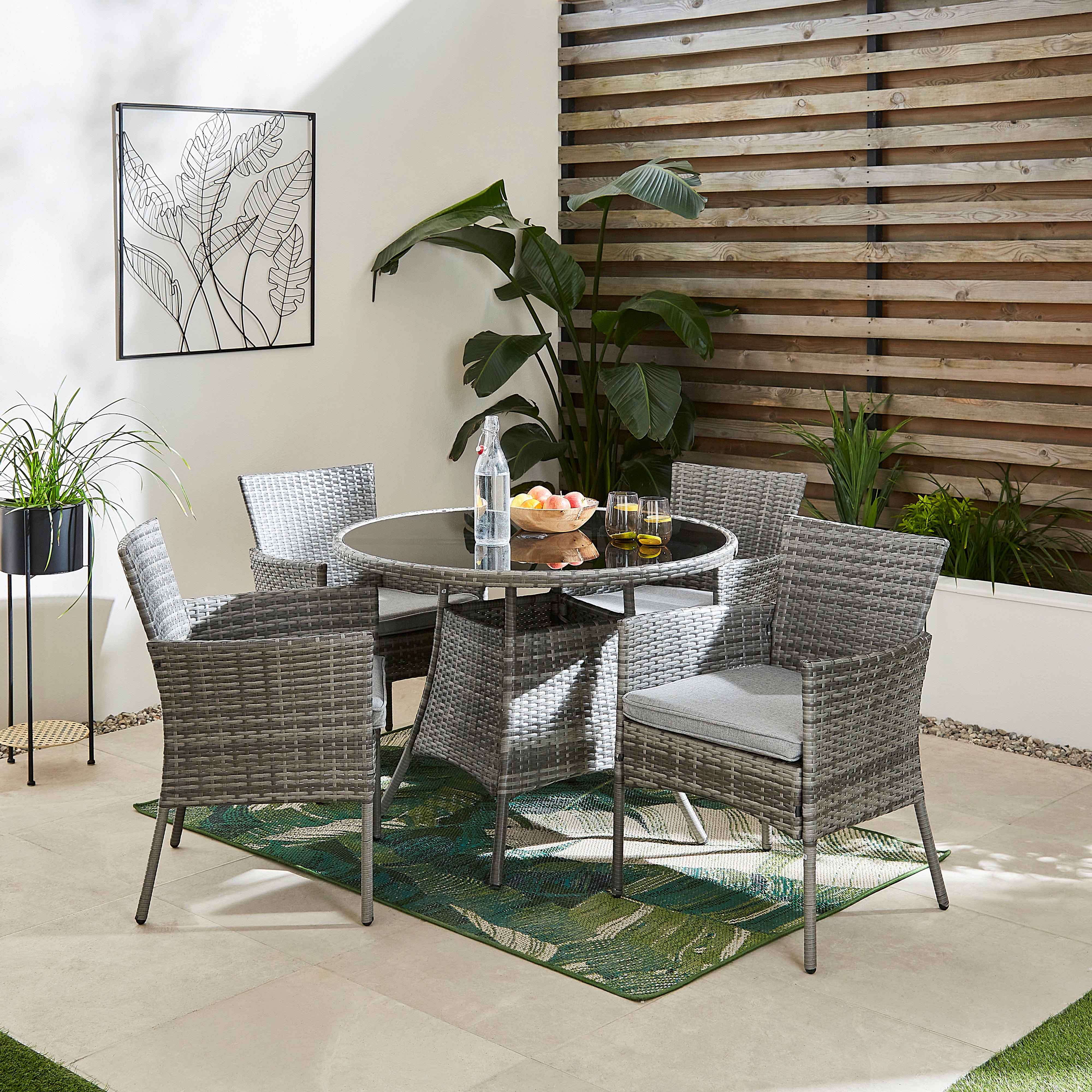 St Lucia Rattan Round Dining Set Grey Grey | Compare The Build