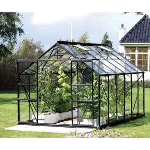 Vitavia Jupiter 8 x 12ft Black Toughened Glass Greenhouse with Steel Base Price Comparisons | Compare The Build