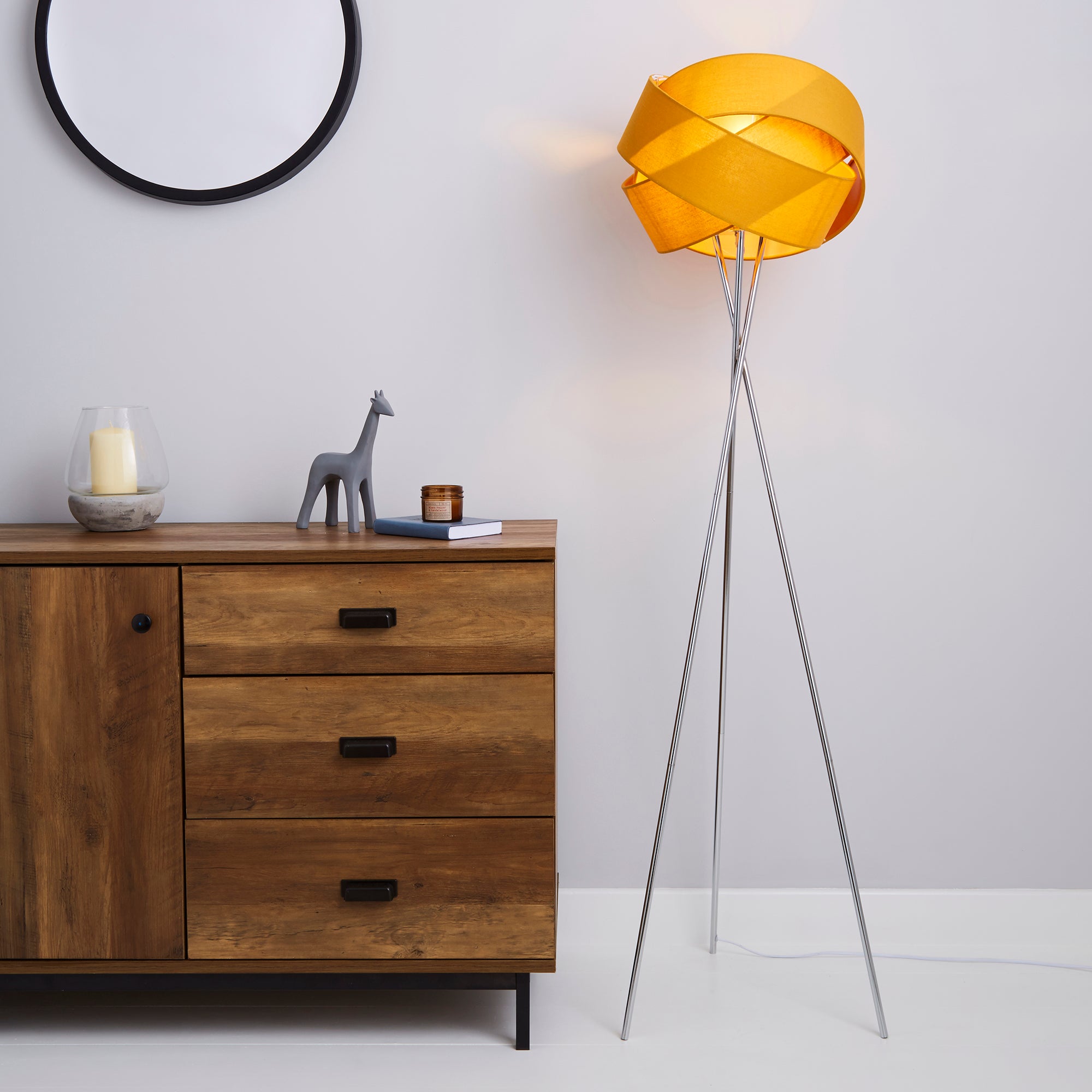 Elements Harley Tripod Ochre Floor Lamp Yellow Price Comparisons | Compare The Build