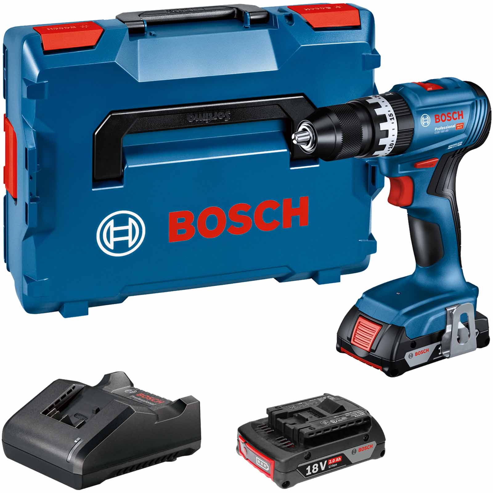 Bosch GSB 18V-45 18v Cordless Brushless Combi Drill 2 x 2ah Li-ion Charger Case Price Comparisons | Compare The Build