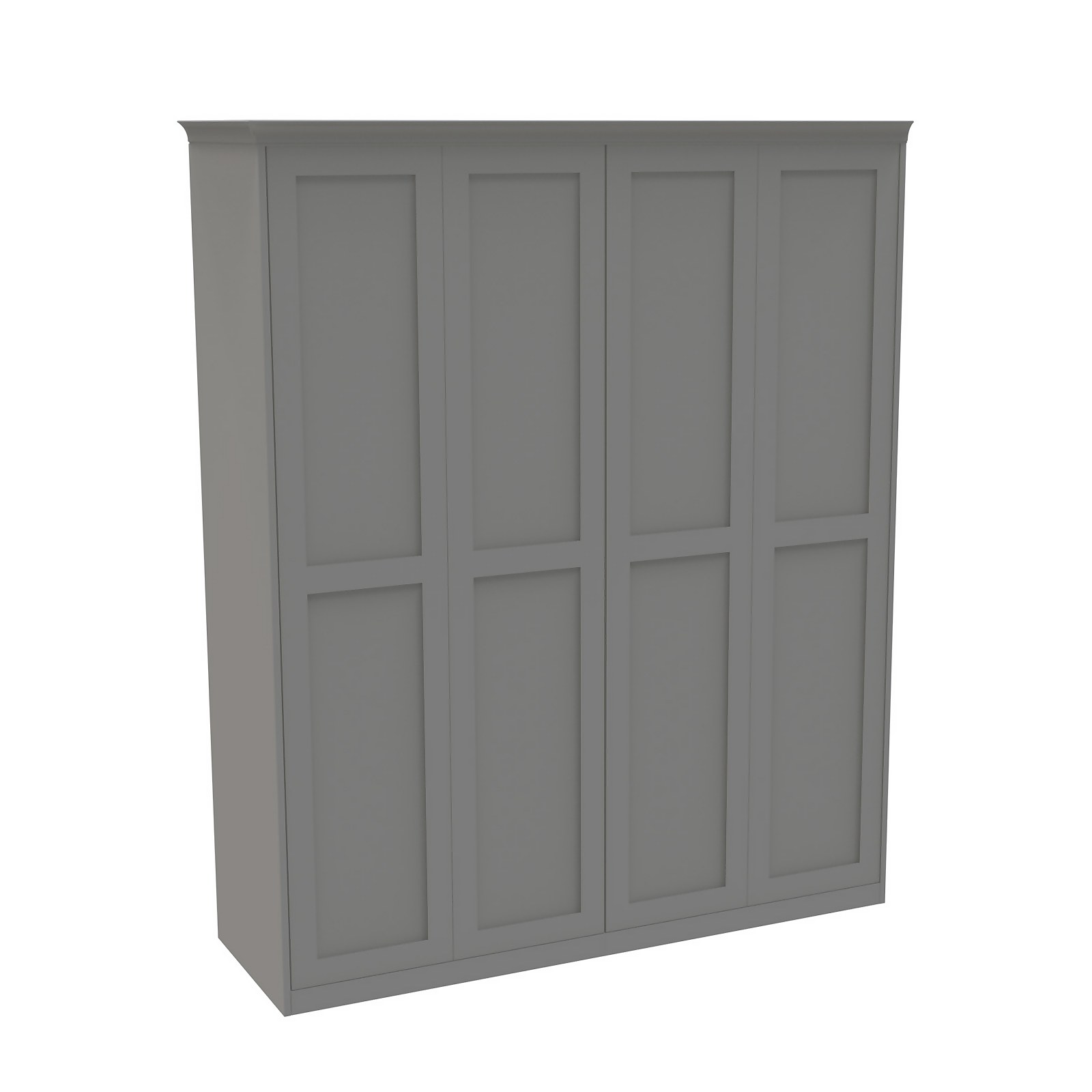 House Beautiful Realm Fitted Look Quad Wardrobe, Oak Effect Carcass - Grey Shaker Doors (W) 1901mm x (H) 2256mm Price Comparisons | Compare The Build