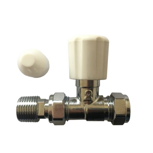 Plumbright 15mm White Straight Rad Valve with Lockshield Price Comparisons | Compare The Build