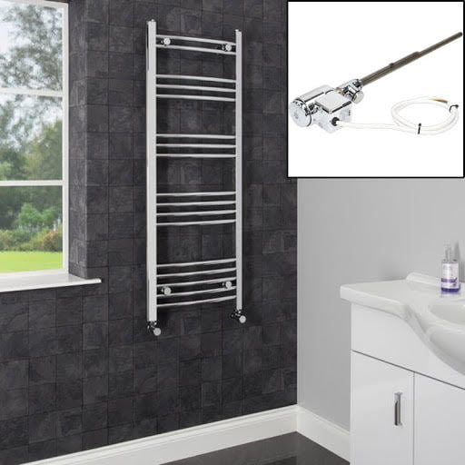 DuraTherm Dual Fuel Heated Towel Rail 1200 x 450mm Curved Thermostatic Price Comparisons | Compare The Build