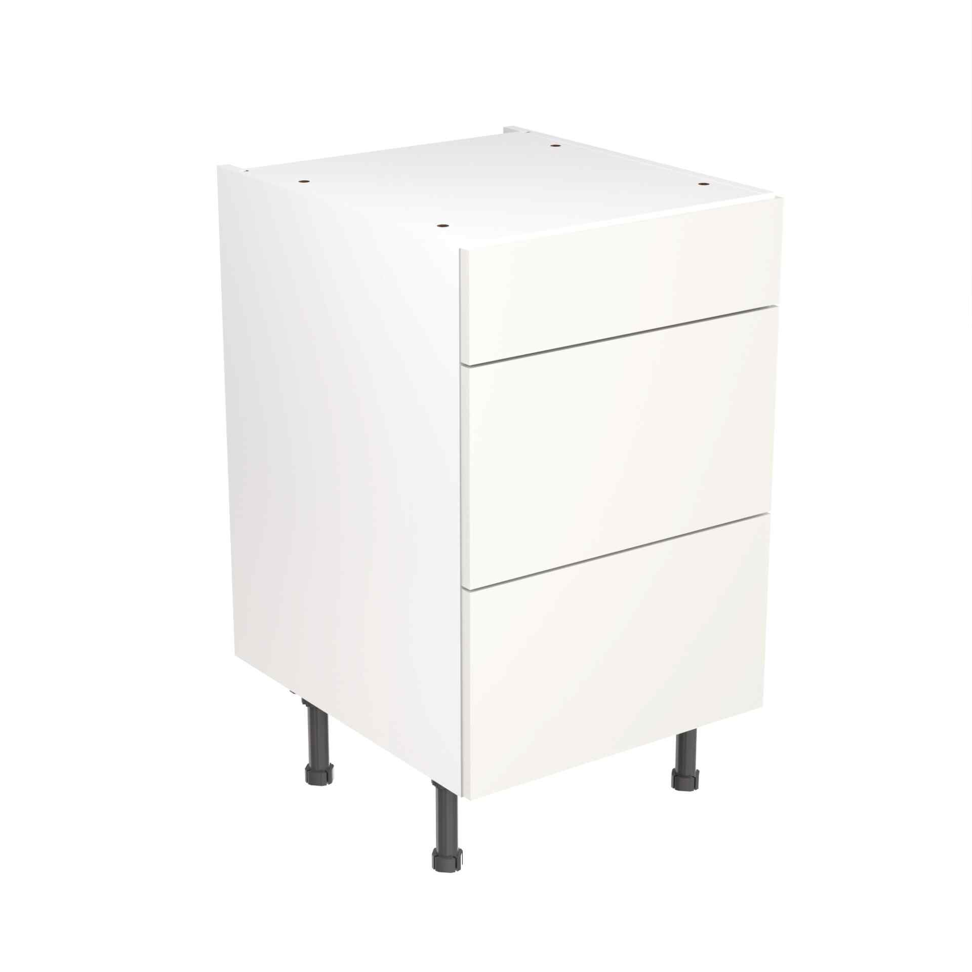 Flatpack Three Drawer Base Unit Value Slab Standard Matt White 500mm - FKKM1041 Price Comparisons | Compare The Build